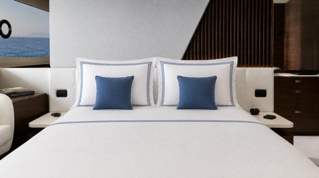 Beaulieu boat bed linen, front view