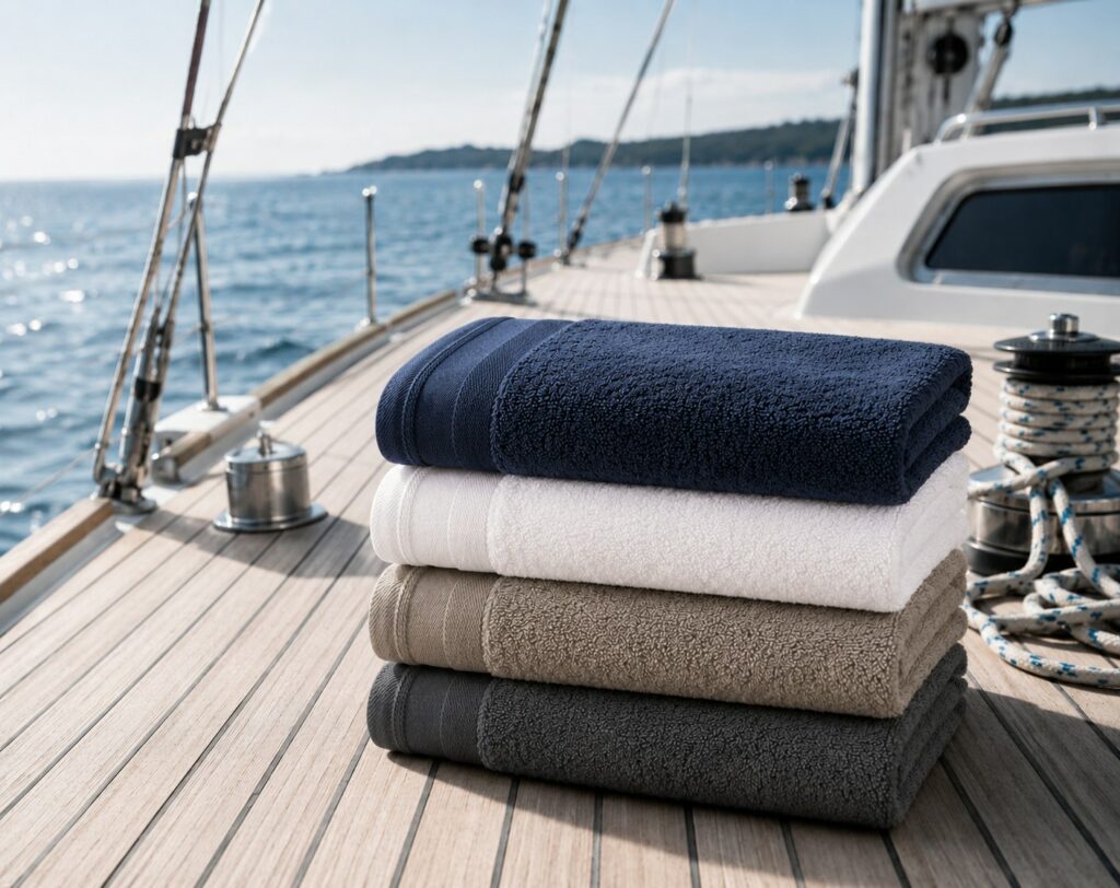 Victoria Yachting hand towels, stack of colours